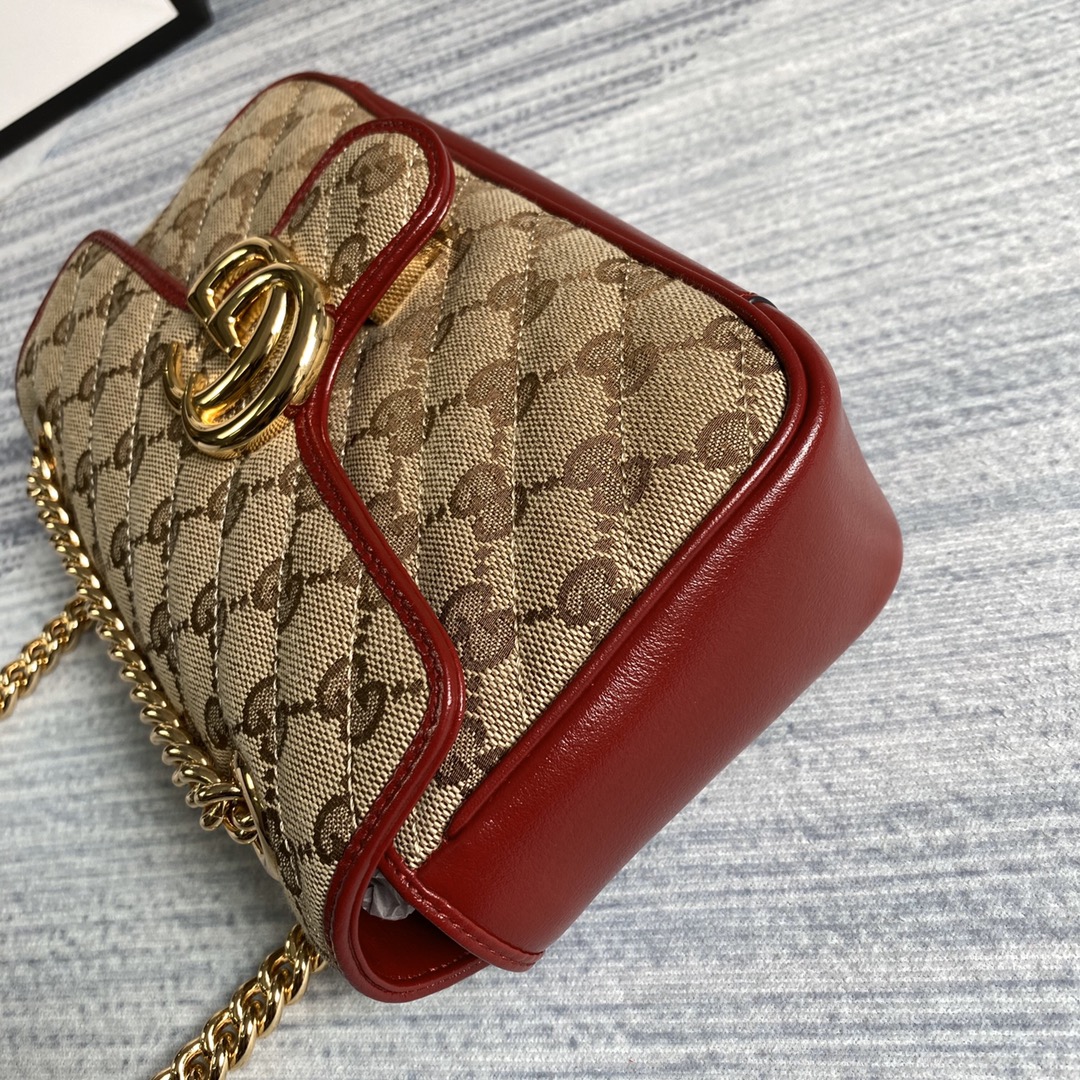 Gucci GG Marmont Matelasse Mini Shoulder Bag 446744 Dark red